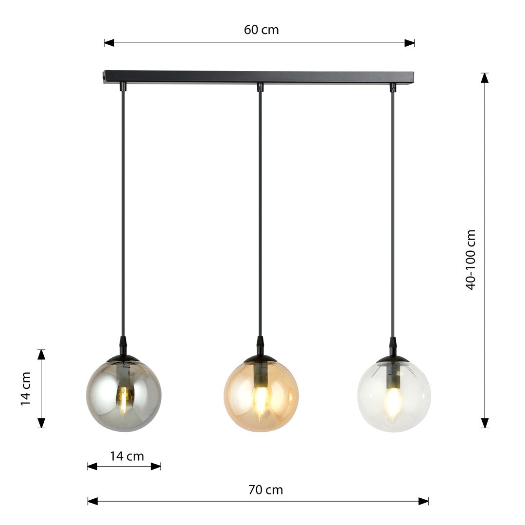 Loftlampe COSMO 3 - Sort / Grafit / Rav - Nordic Unique
