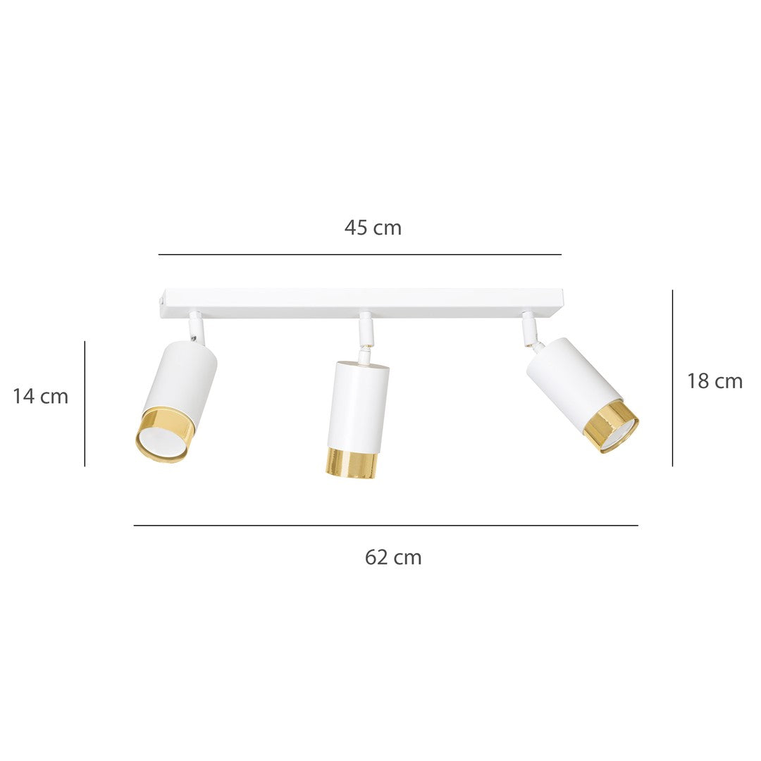 Loftlampe HIRO 3 - Hvid / Guld - Nordic Unique