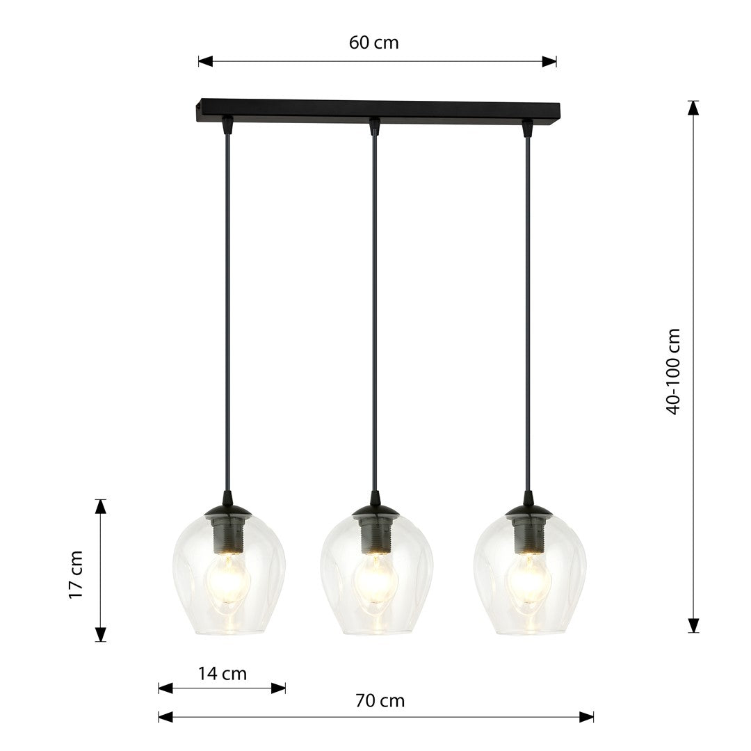 Loftlampe ISTAR 3 Gennemsigtig - Sort - Nordic Unique