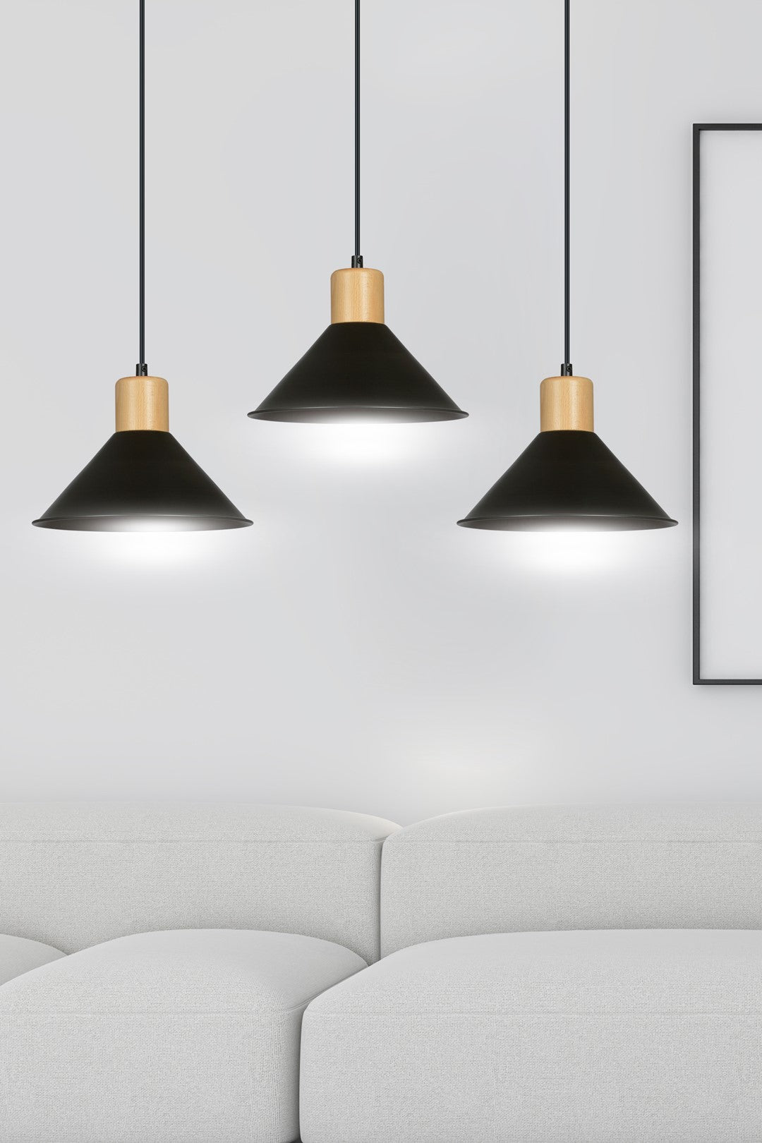 Loftlampe ROWEN 3 - Sort / Træ - Nordic Unique