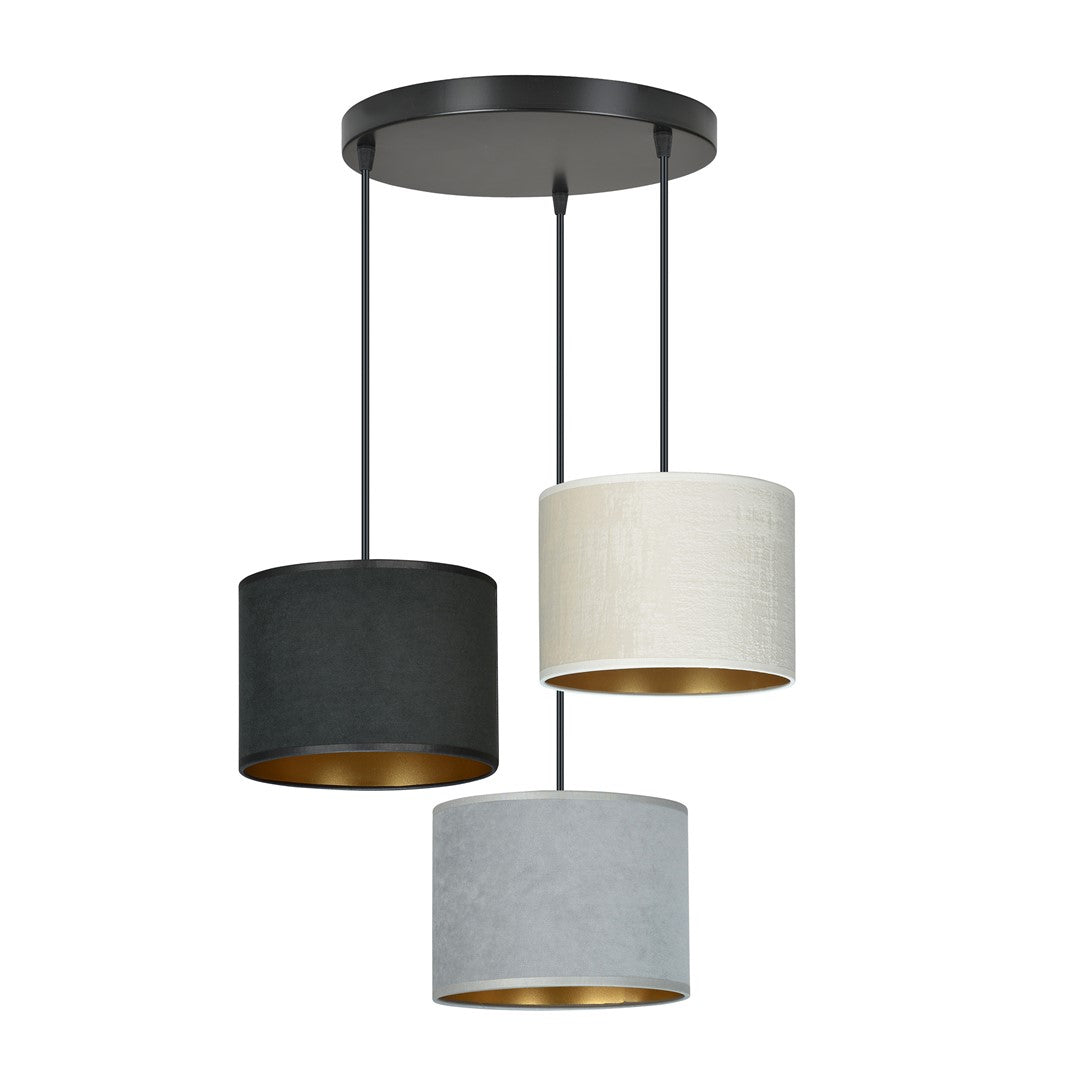 Loftlampe HILDE 3 BL Premium - Sort / Hvid / Grå / Guld - Nordic Unique