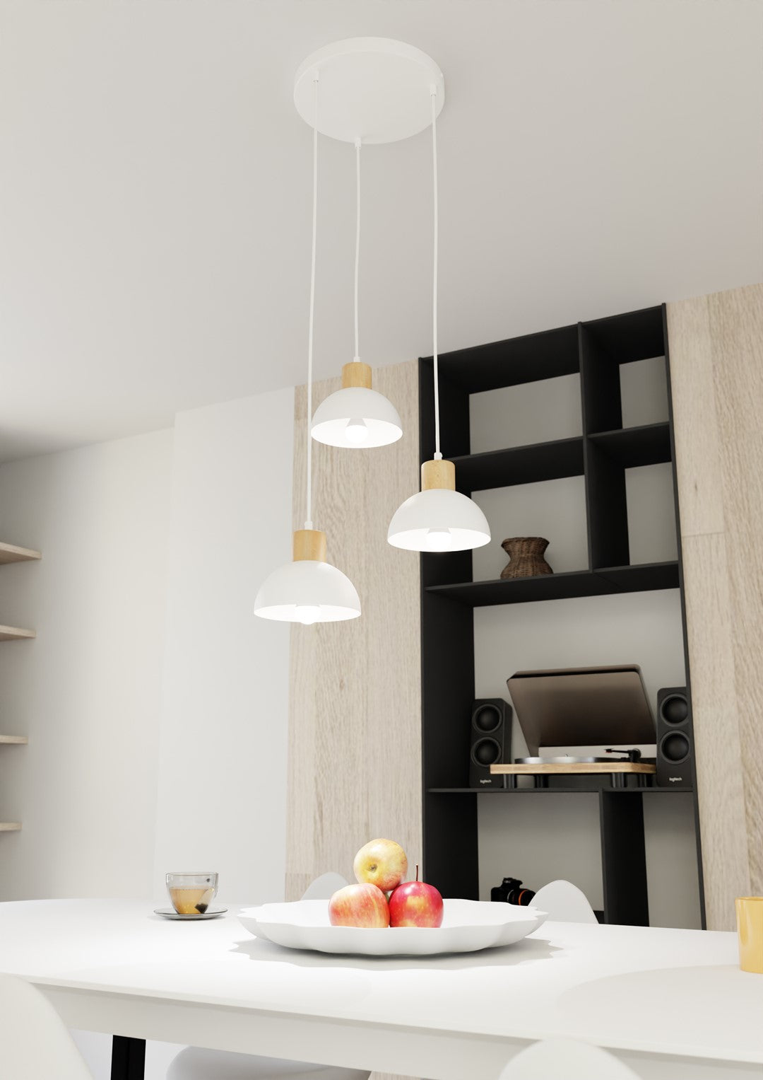 Loftlampe SECO 3 Premium - Hvid / Træ - Nordic Unique