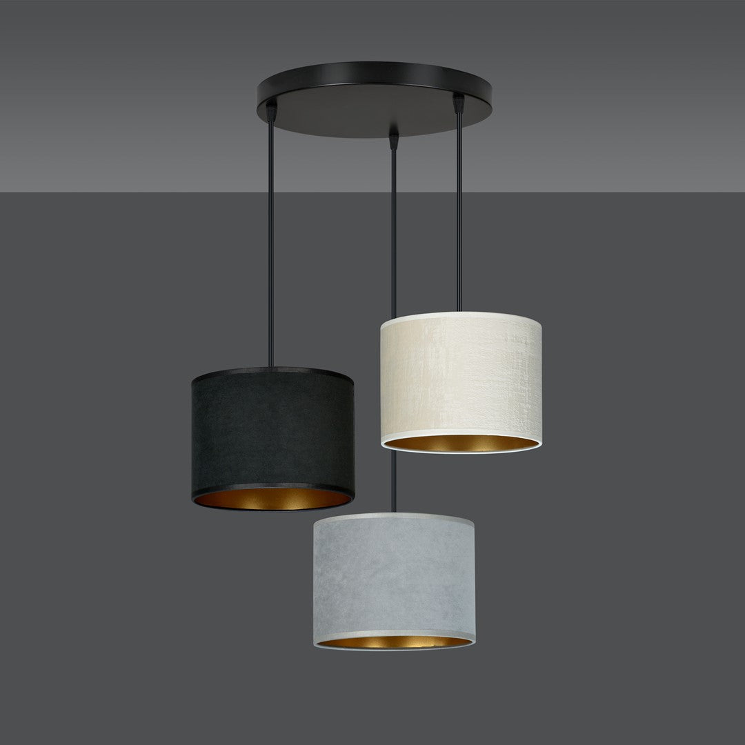 Loftlampe HILDE 3 BL Premium - Sort / Hvid / Grå / Guld - Nordic Unique