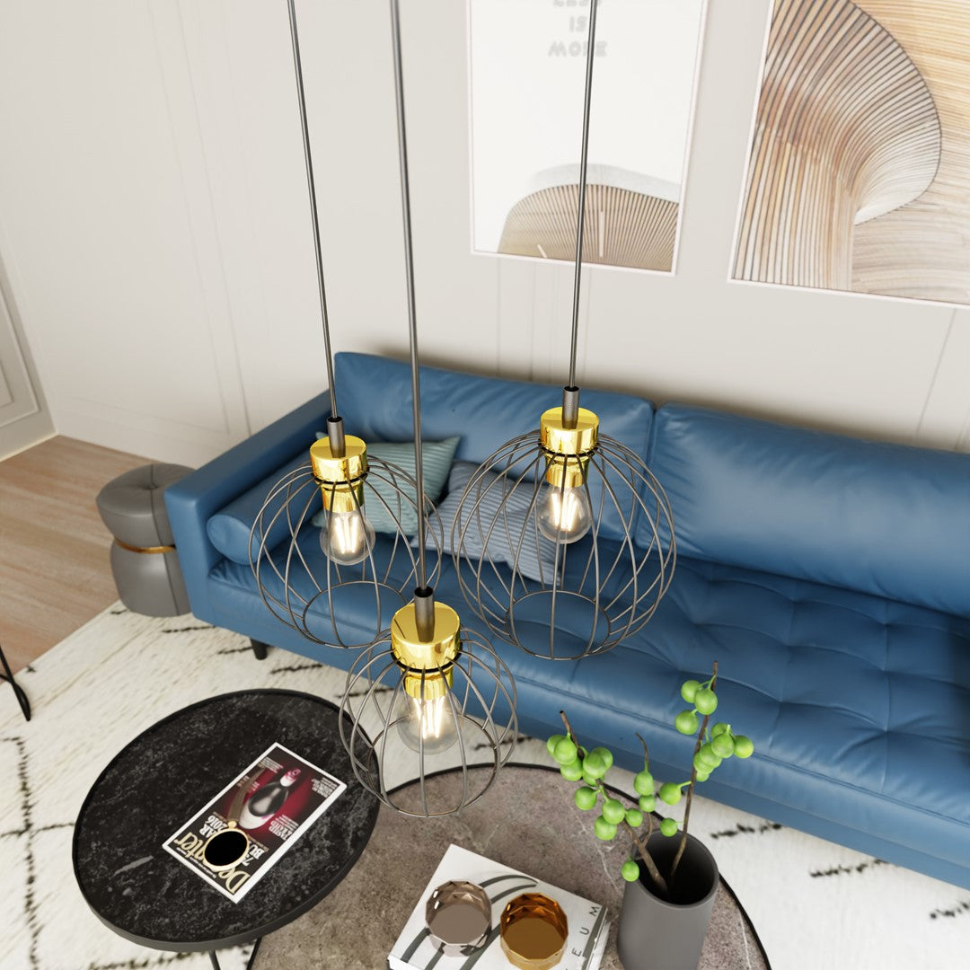 Loftlampe NANDO 3 Premium - Sort / Guld - Nordic Unique