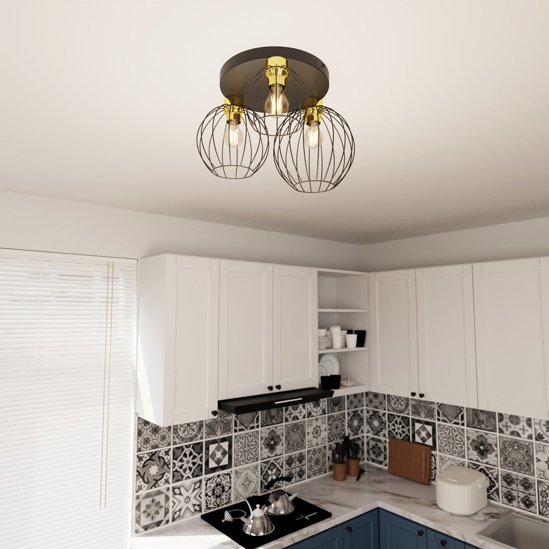 Loftlampe NEST 3 Premium - Sort / Guld - Nordic Unique