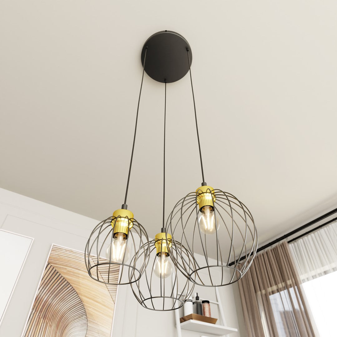Loftlampe NANDO 3 Premium - Sort / Guld - Nordic Unique
