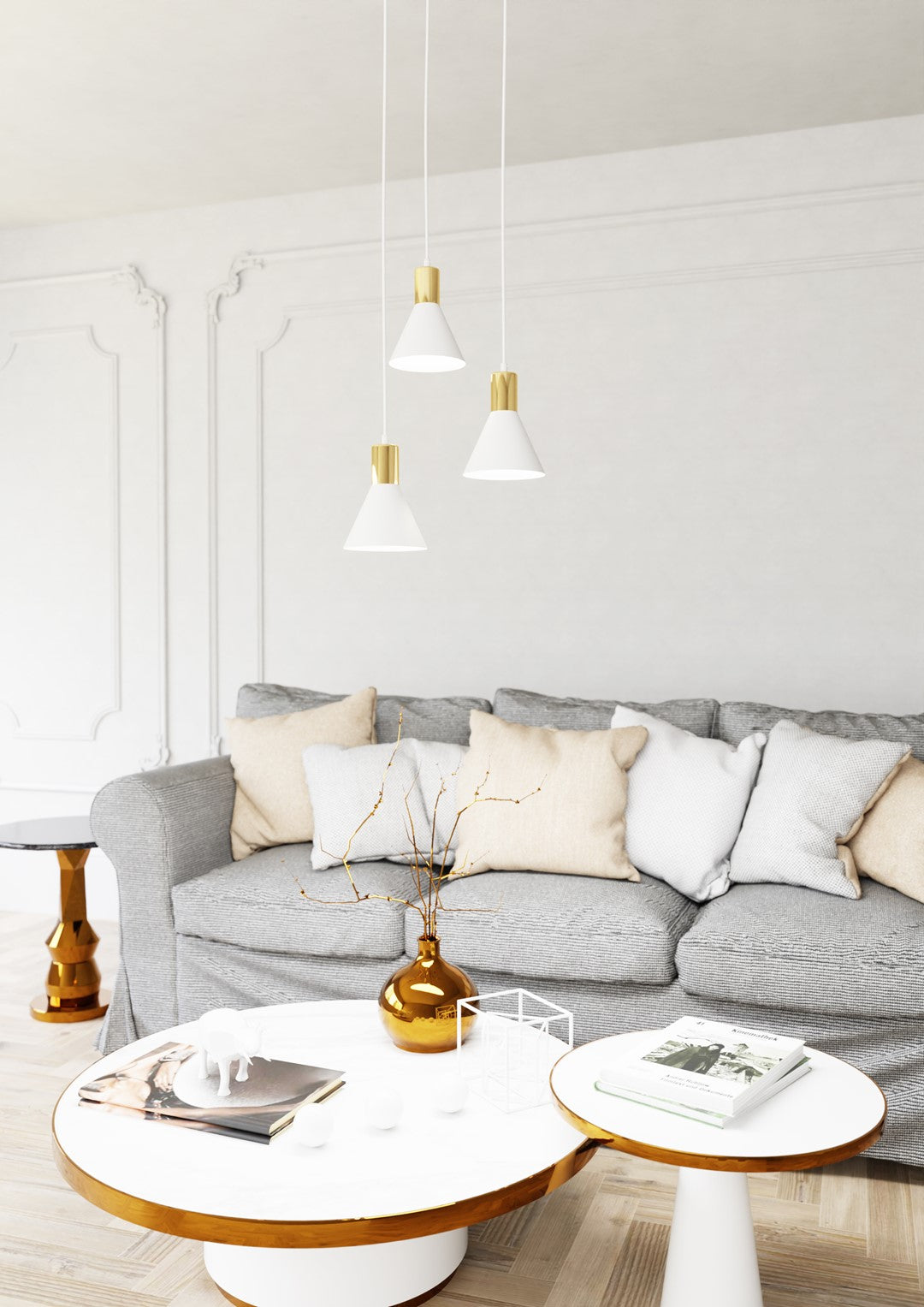 Loftlampe ROSA 3 Premium - Hvid / Guld - Nordic Unique