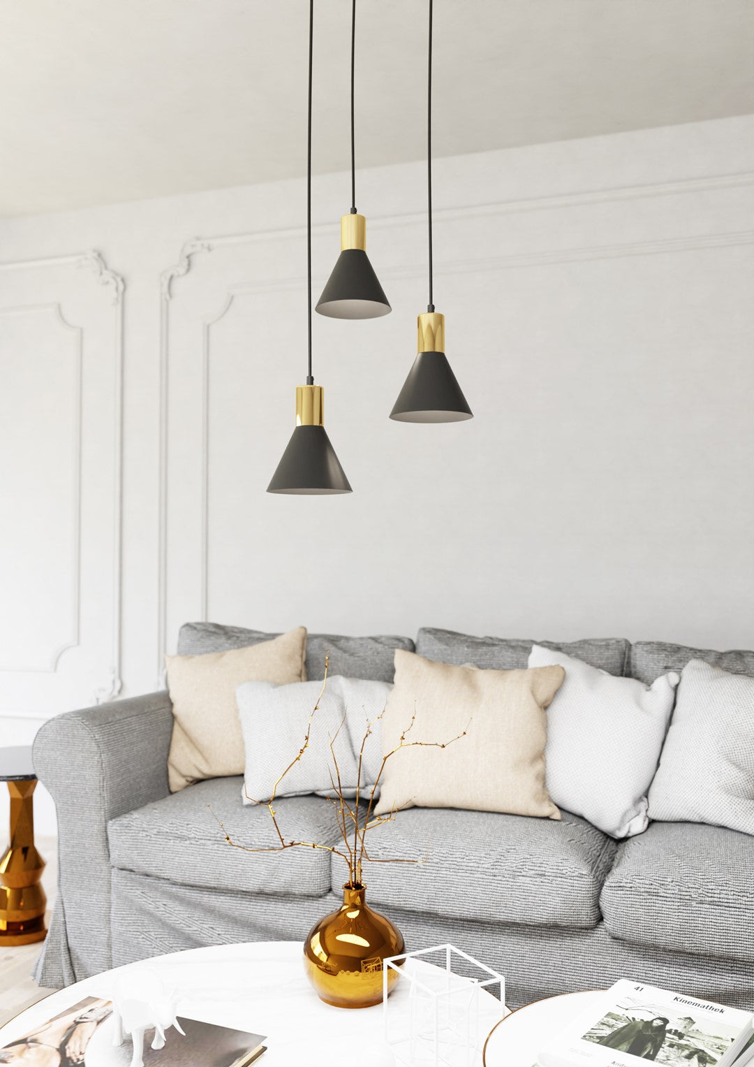 Loftlampe ROSA 3 Premium - Sort / Guld - Nordic Unique