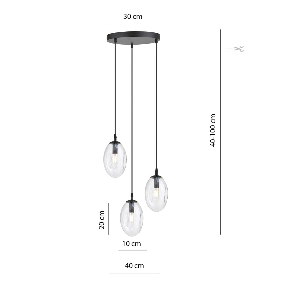 Loftlampe ASTRAL 3 Premium Gennemsigtig - Sort - Nordic Unique