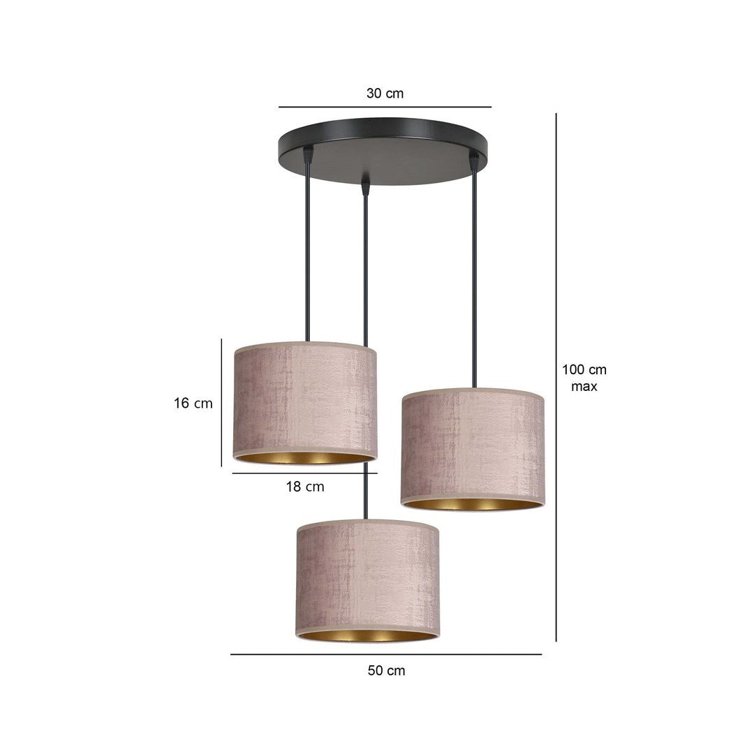 Loftlampe HILDE 3 Premium - Rosa / Guld / Sort - Nordic Unique