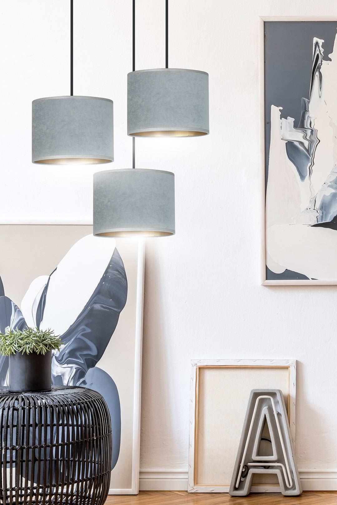 Loftlampe HILDE 3 BL Premium - Sort / Grå / Guld - Nordic Unique