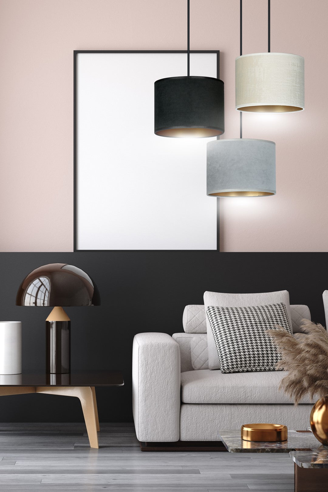 Loftlampe HILDE 3 BL Premium - Sort / Hvid / Grå / Guld - Nordic Unique