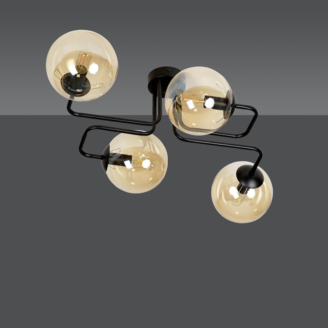 Loftlampe BRENDI 4 - Sort / Rav - Nordic Unique