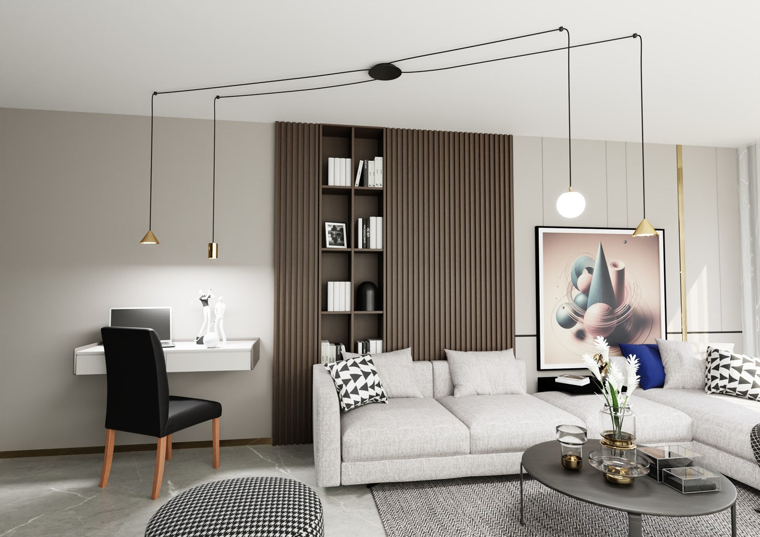 Loftlampe FUJI 4 - Guld / Sort - Nordic Unique