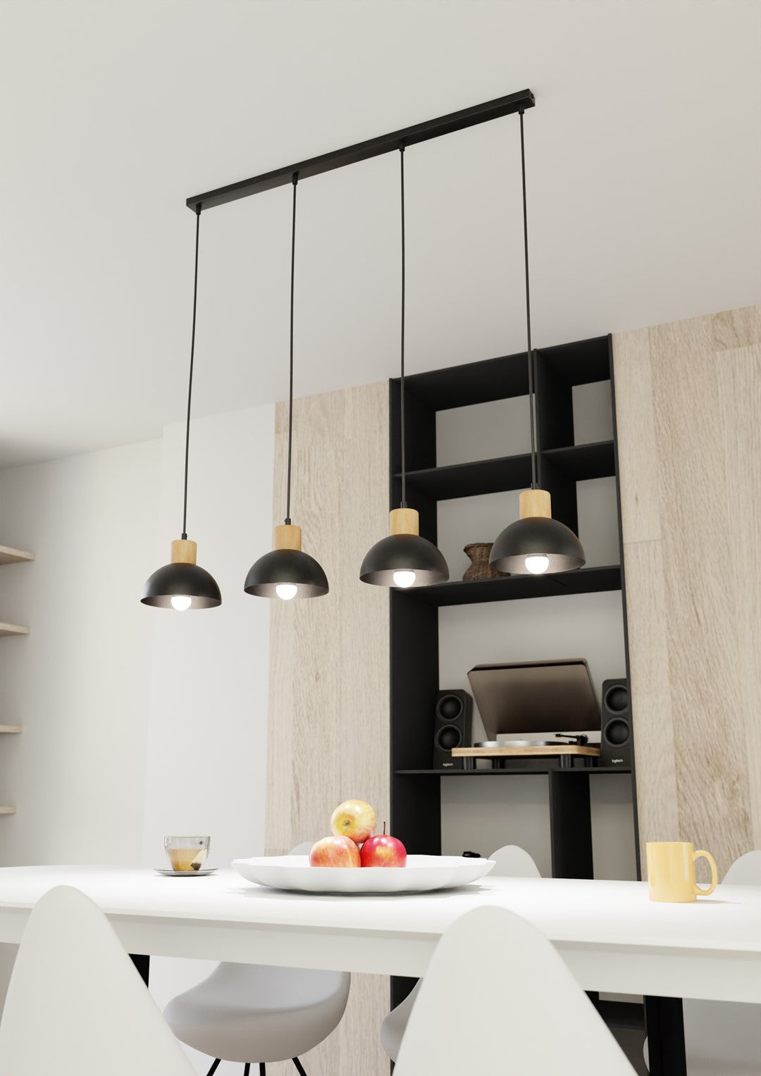 Loftlampe SECO 4 - Sort / Træ - Nordic Unique