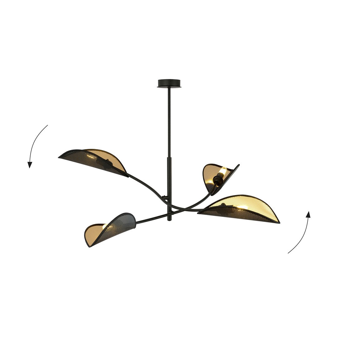 Loftlampe LOTUS 4 - Sort / Guld - Nordic Unique