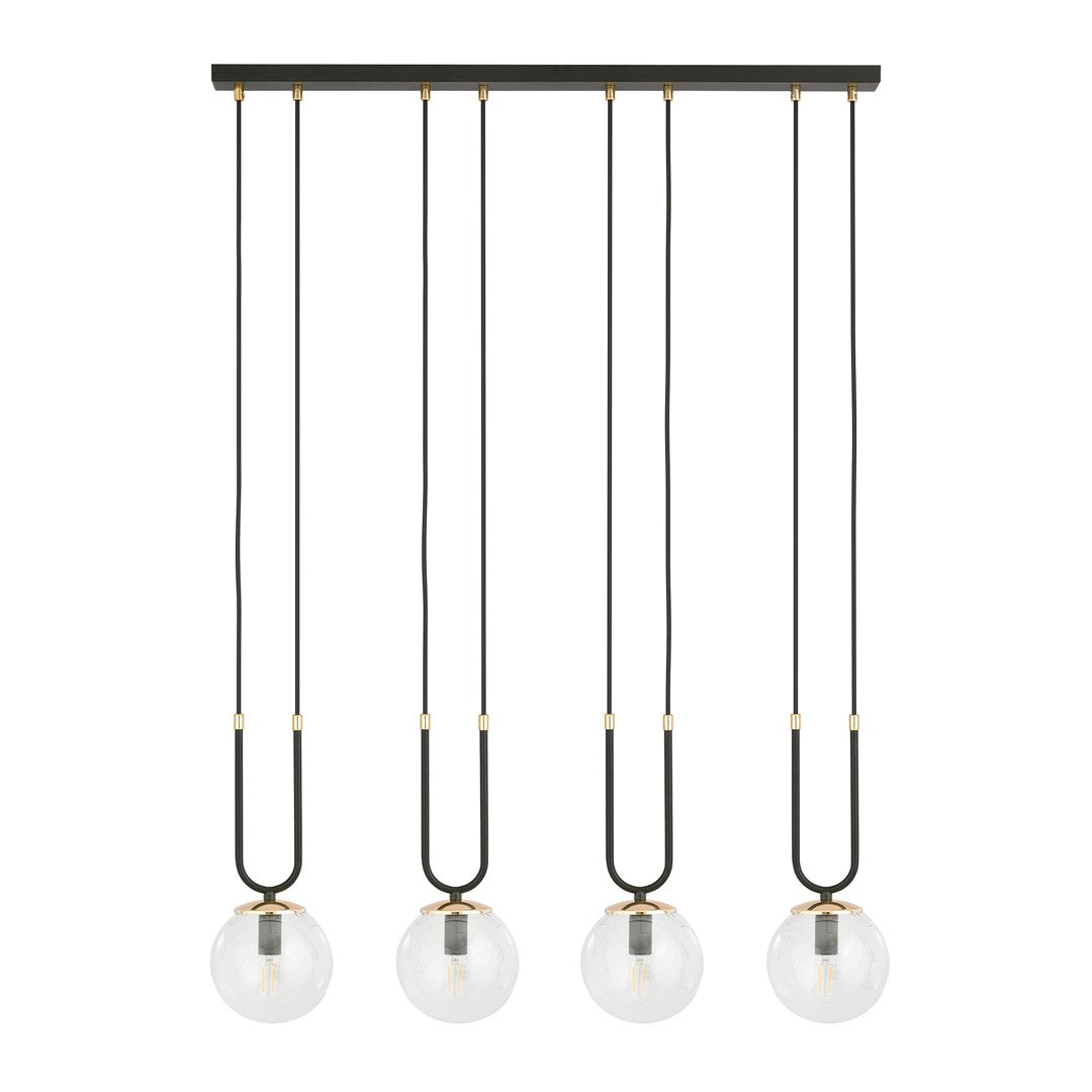 Loftlampe GLAM 4 Gennemsigtig - Sort / Guld - Nordic Unique