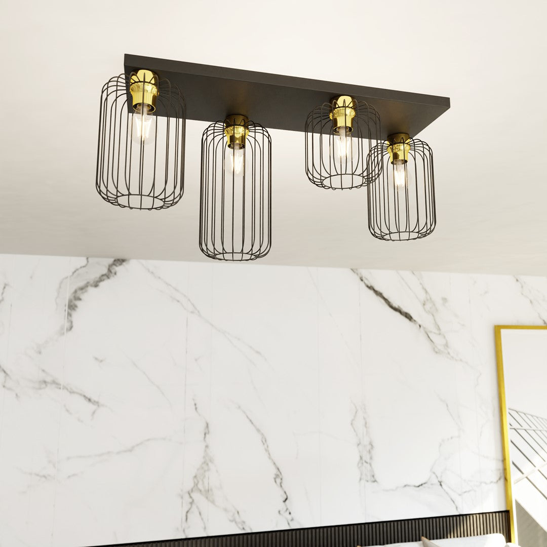 Loftlampe BARN 4 - Sort / Guld - Nordic Unique