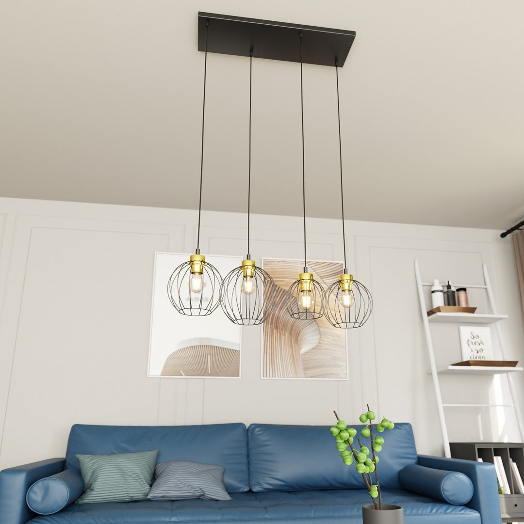 Loftlampe NANDO 4 - Sort / Guld - Nordic Unique