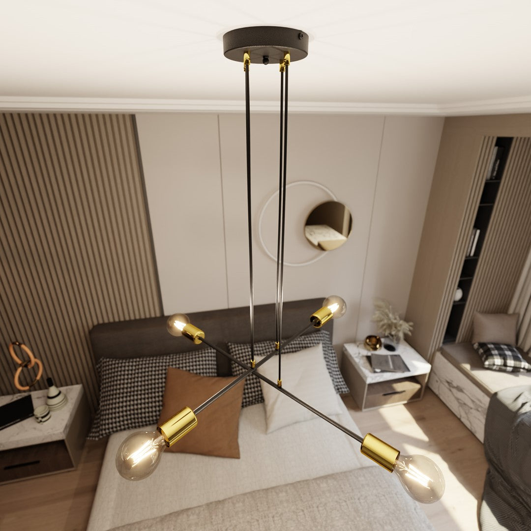 Loftlampe VESIO 4 - Sort / Guld / Rav - Nordic Unique