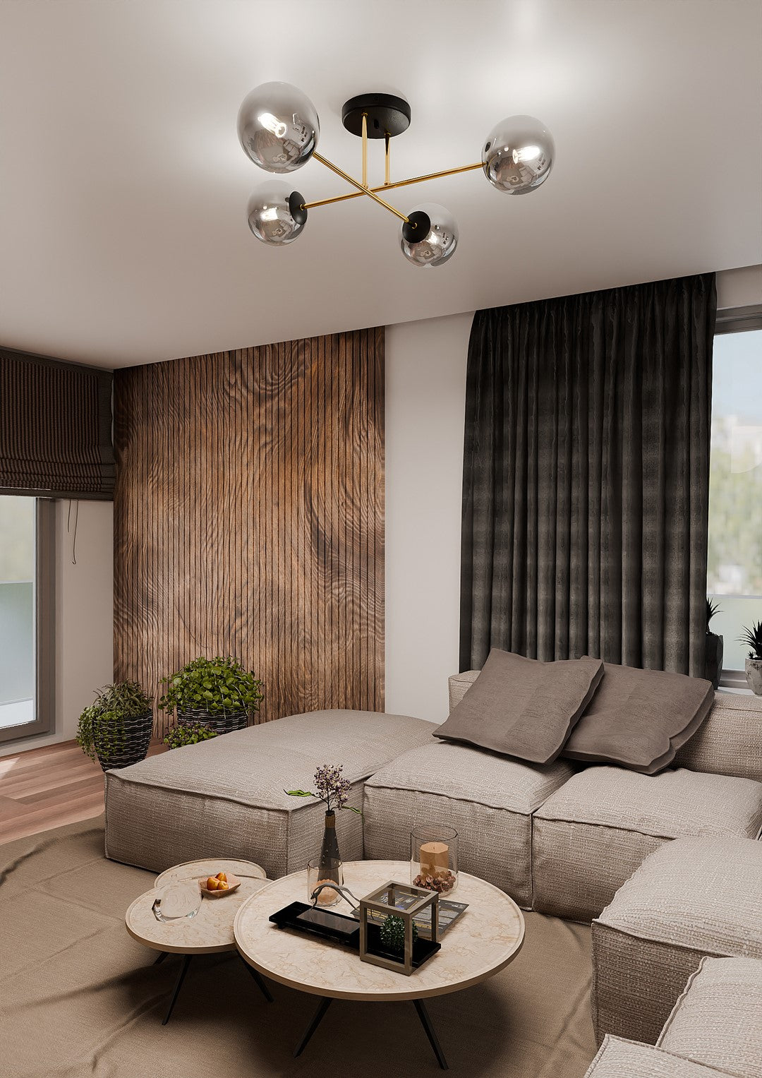 Loftlampe MAGNUM 4 - Sort / Grafit / Guld - Nordic Unique