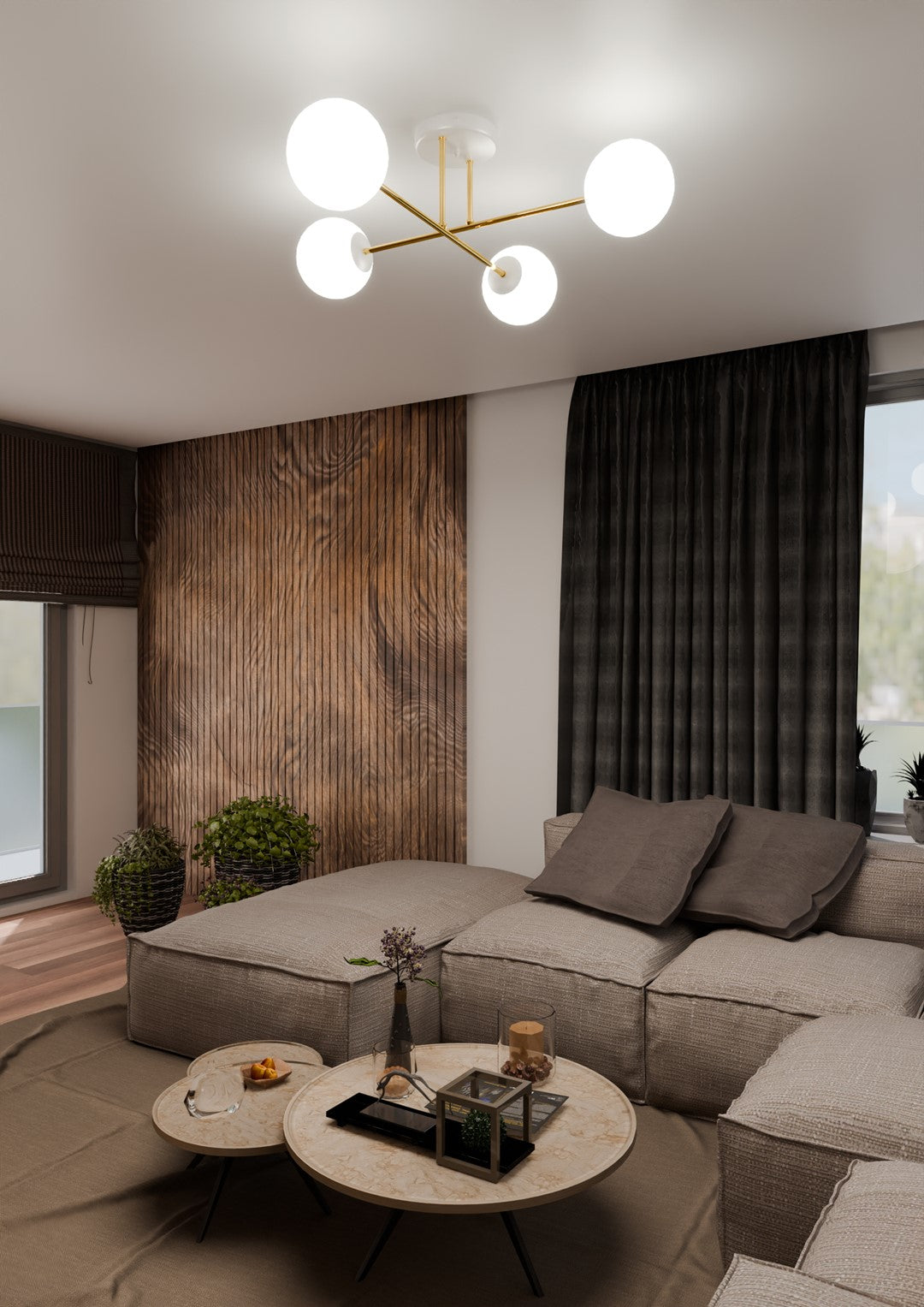 Loftlampe MAGNUM 4 - Hvid / Guld - Nordic Unique