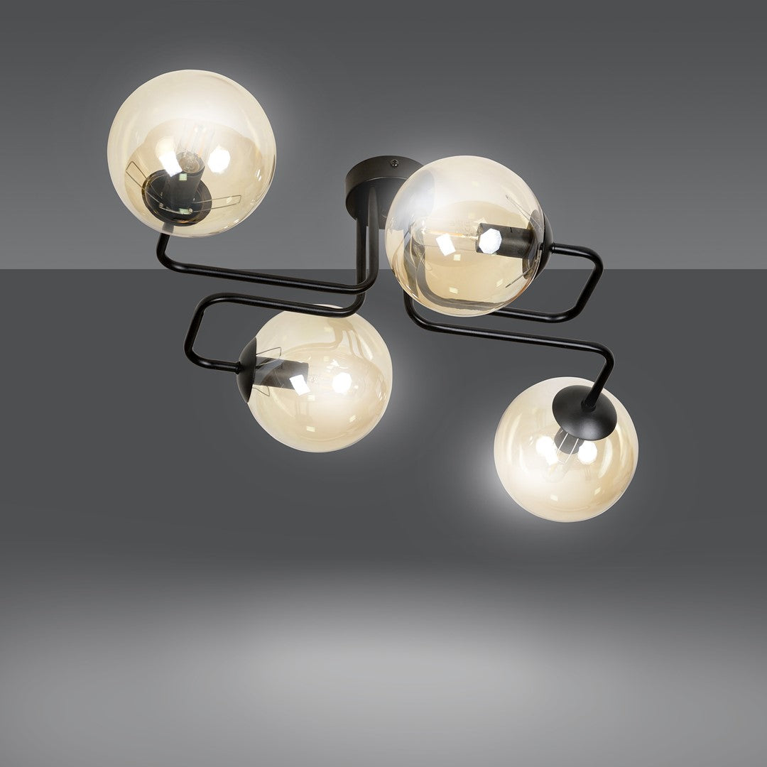 Loftlampe BRENDI 4 - Sort / Rav - Nordic Unique