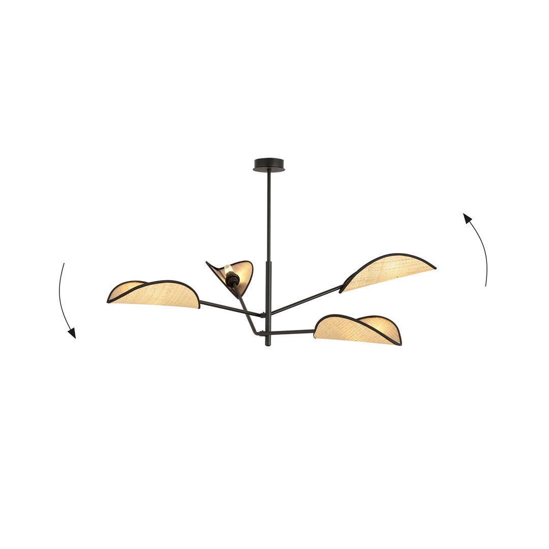 Loftlampe VENE 4 - Sort / Rattan - Nordic Unique