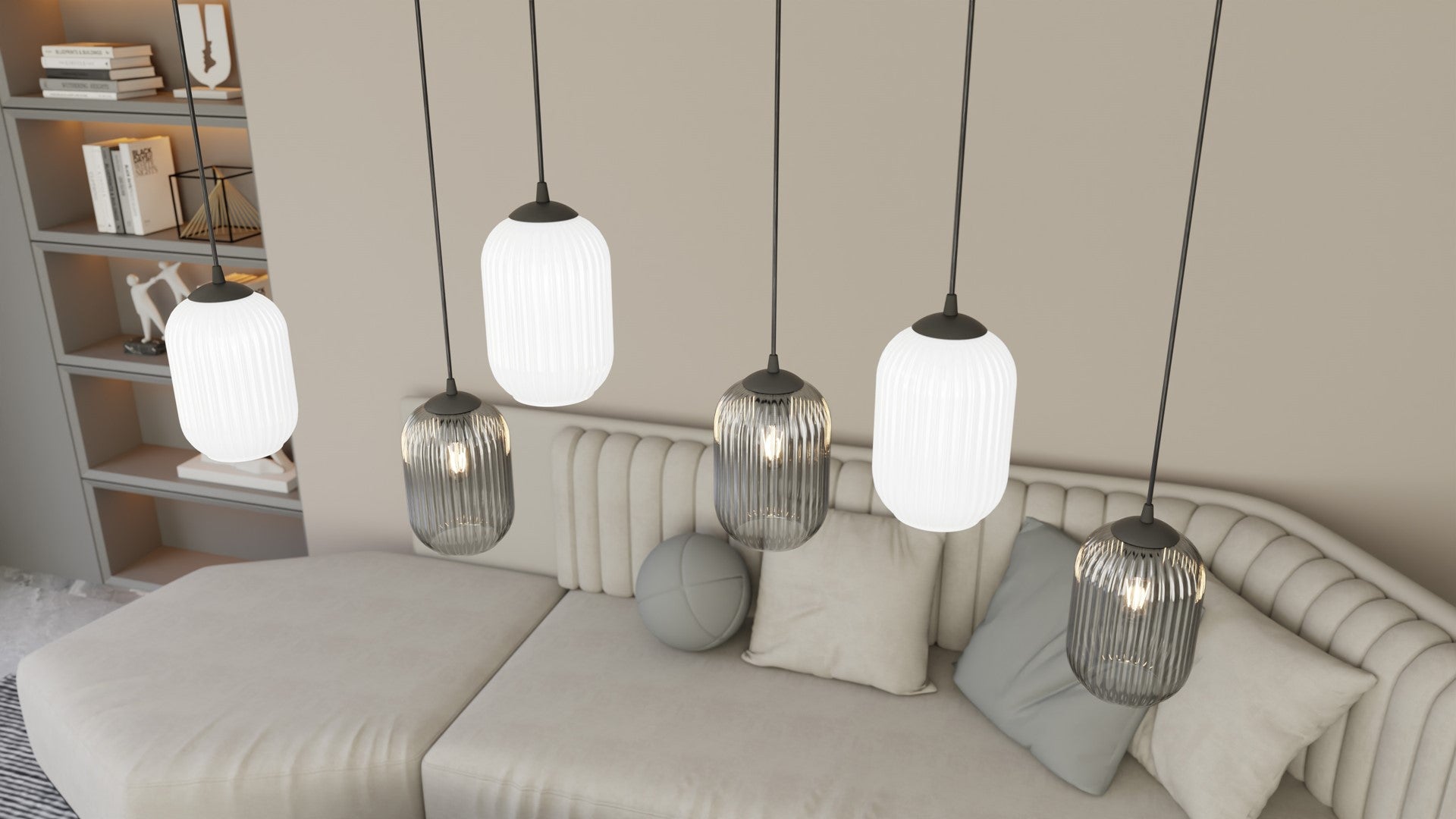 Loftlampe VERDI 4 - Sort / Hvid / Grafit - Nordic Unique
