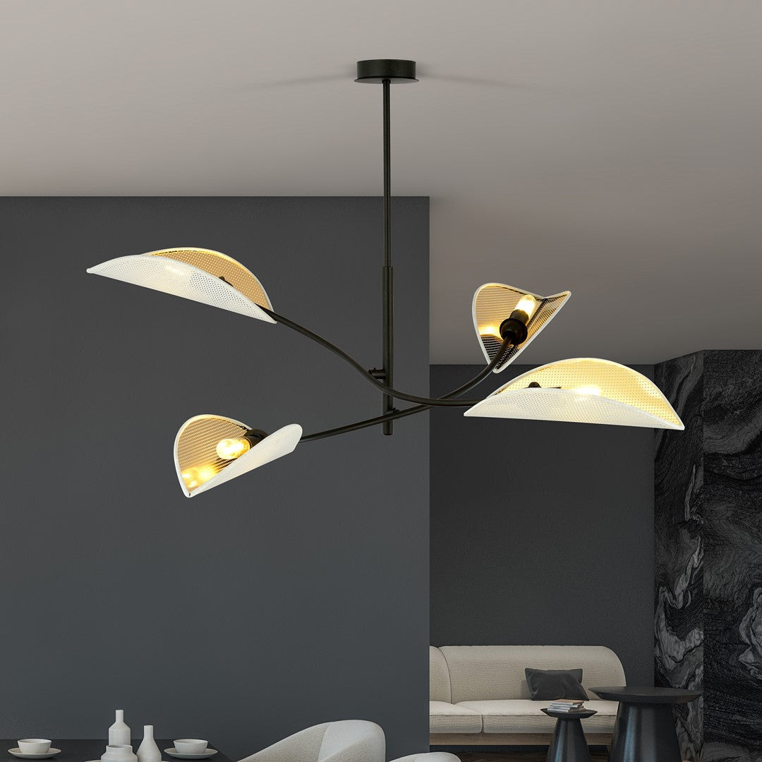 Loftlampe LOTUS 4 - Hvid / Guld / Sort - Nordic Unique