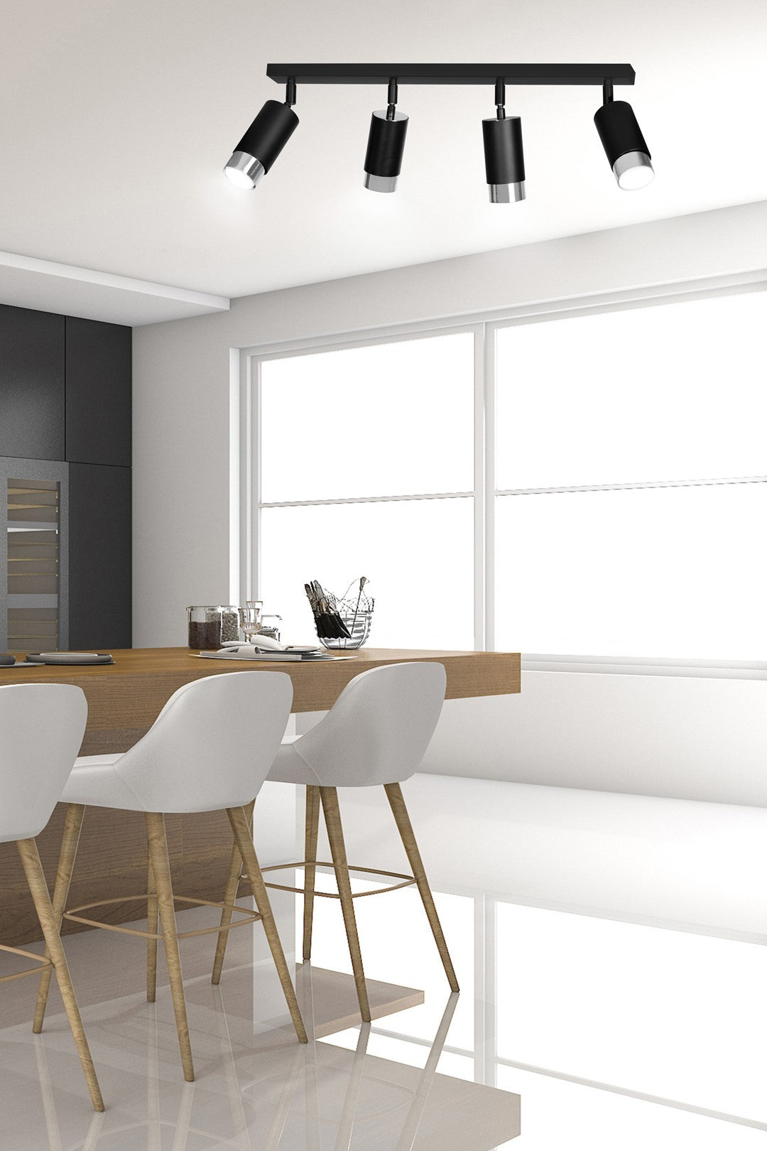 Loftlampe HIRO 4 - Sort / Krom - Nordic Unique