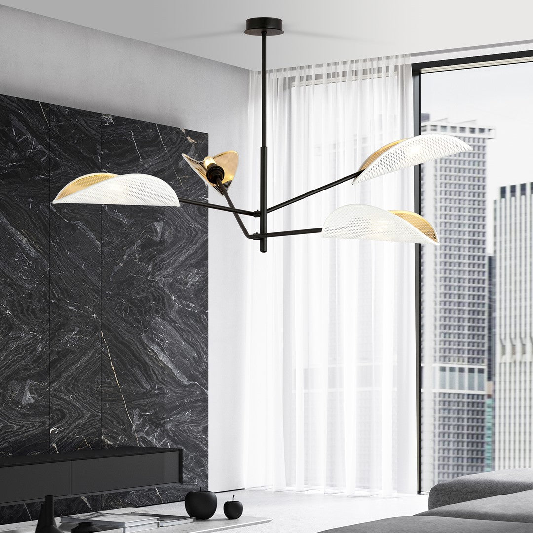 Loftlampe VENE 4 - Sort / Hvid / Guld - Nordic Unique