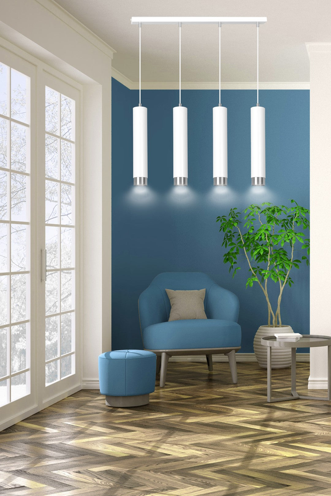 Loftlampe KIBO 4 - Hvid / Krom - Nordic Unique