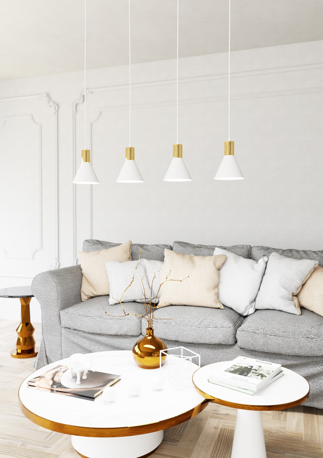 Loftlampe ROSA 4 - Hvid / Guld - Nordic Unique