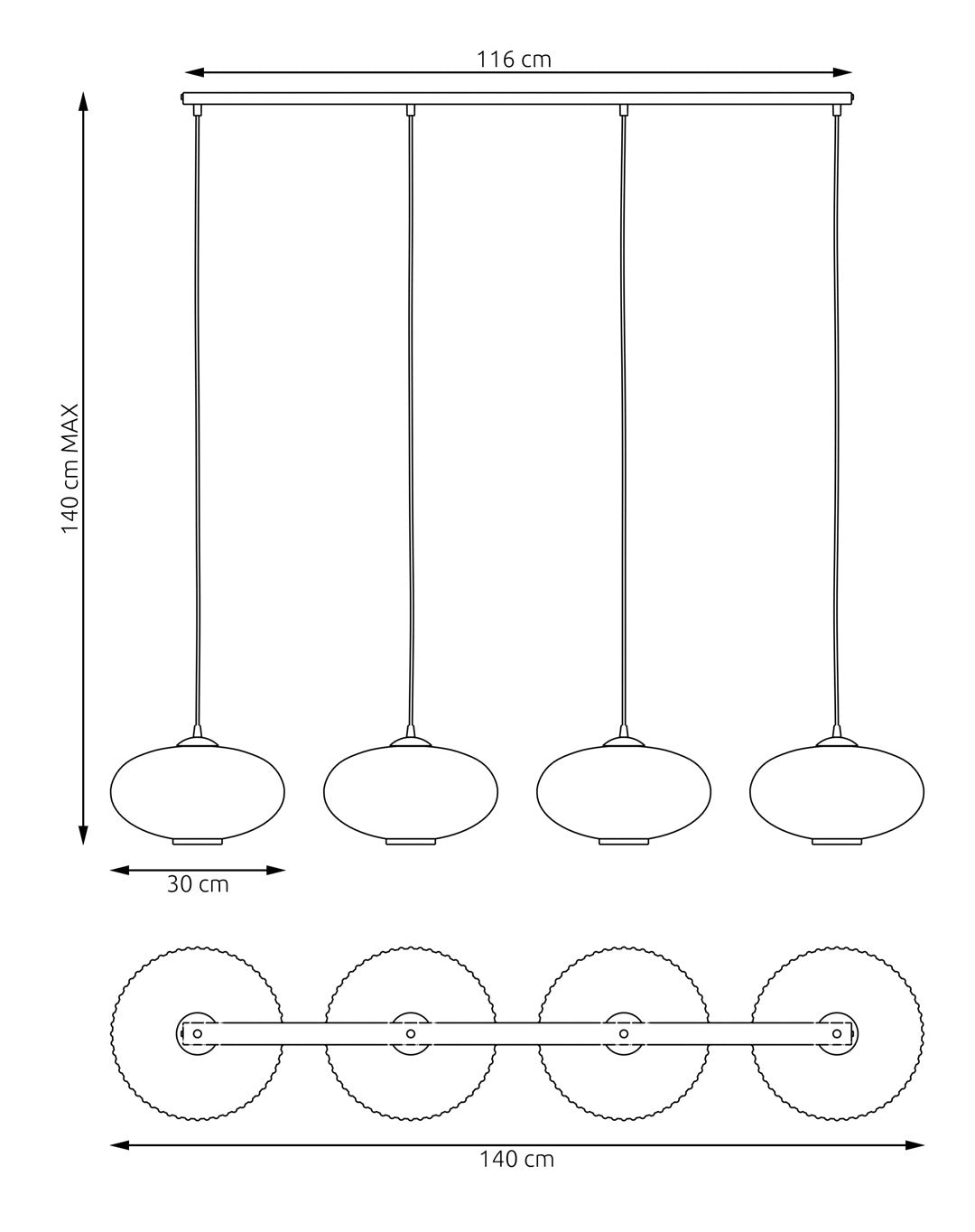 Loftlampe COCO 4 - Sort / Grafit - Nordic Unique
