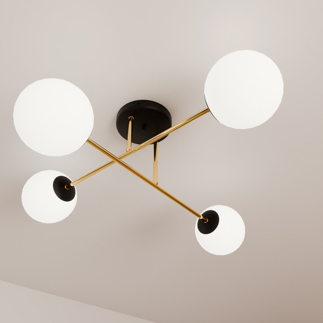 Loftlampe MAGNUM 4 - Sort / Hvid / Guld - Nordic Unique