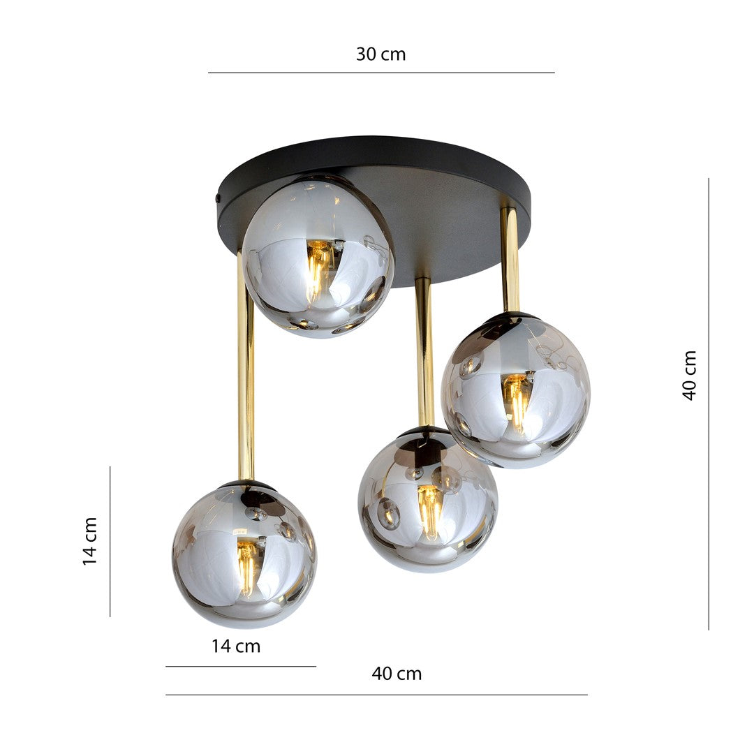 Loftlampe DOLCE 4 - Sort / Guld / Grafit - Nordic Unique
