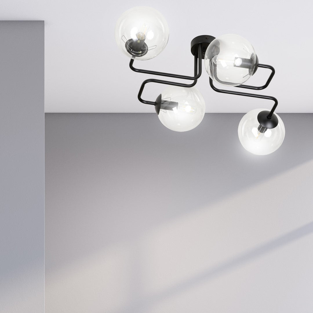 Loftlampe BRENDI 4 Gennemsigtig - Sort - Nordic Unique