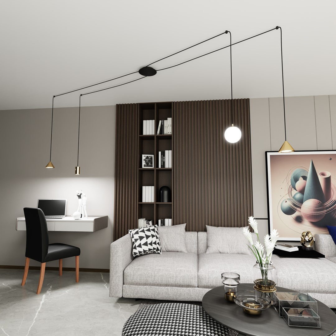 Loftlampe FUJI 4 - Guld / Sort - Nordic Unique