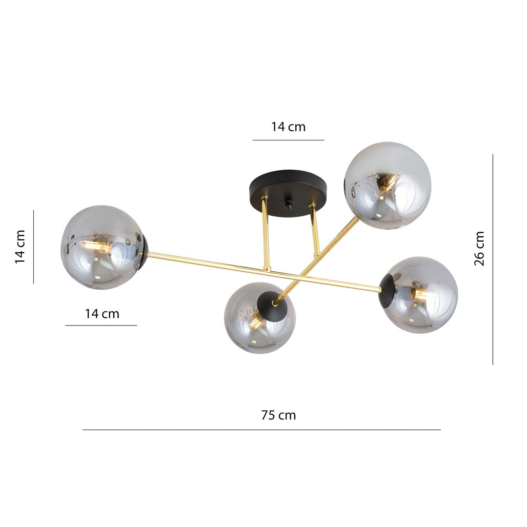 Loftlampe MAGNUM 4 - Sort / Grafit / Guld - Nordic Unique