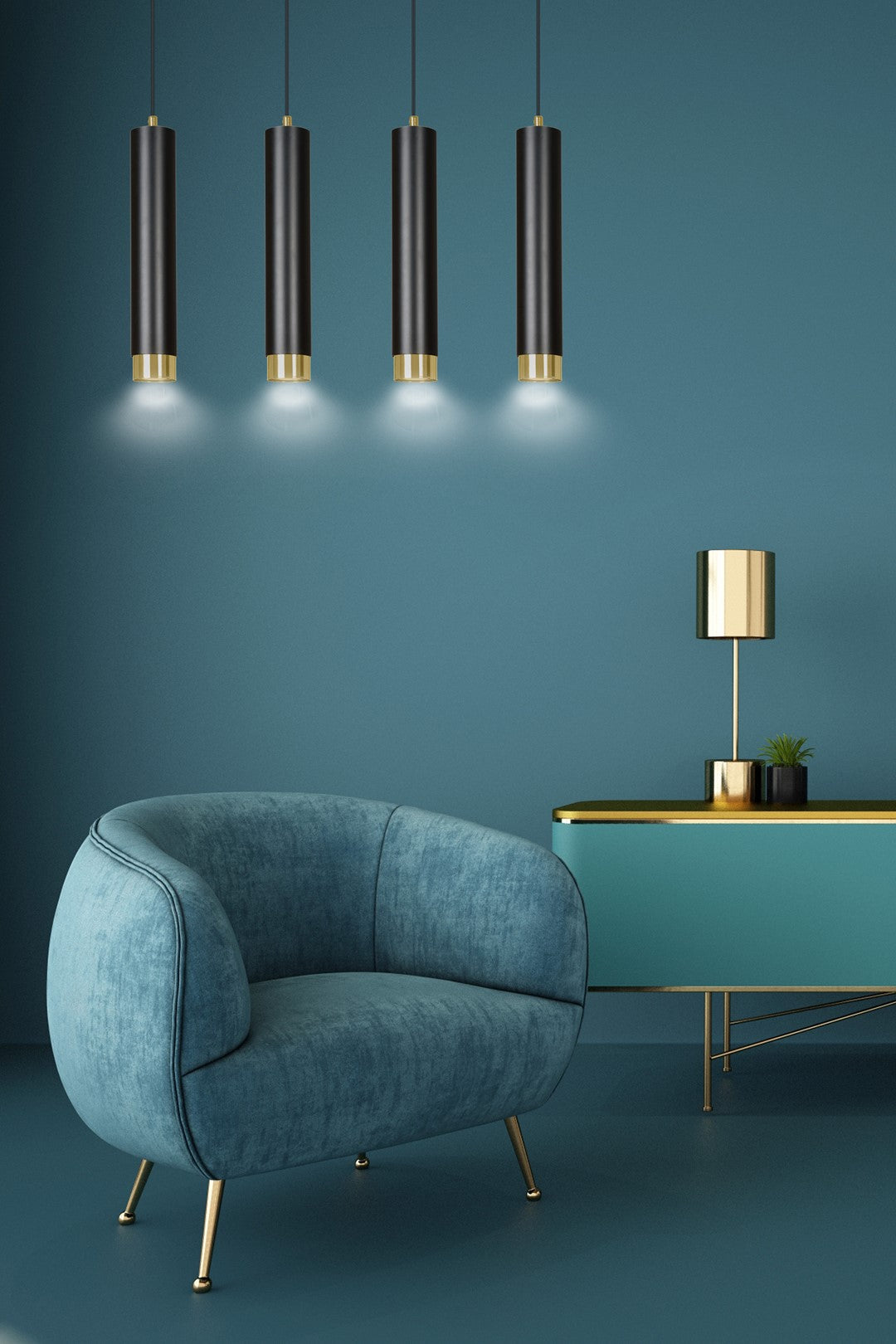 Loftlampe KIBO 4 - Sort / Guld - Nordic Unique