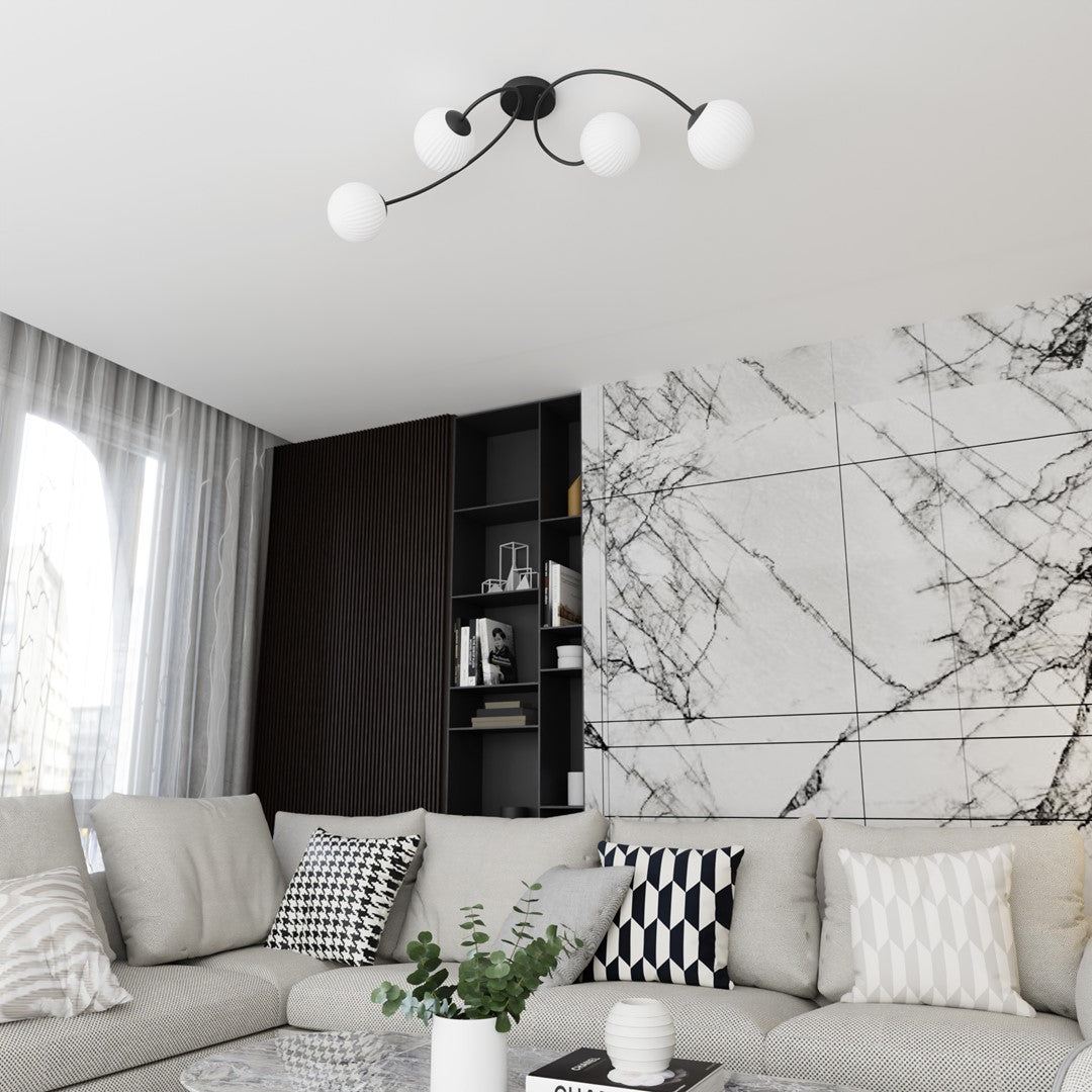 Loftlampe VIBRA 4 - Sort / Hvid - Nordic Unique