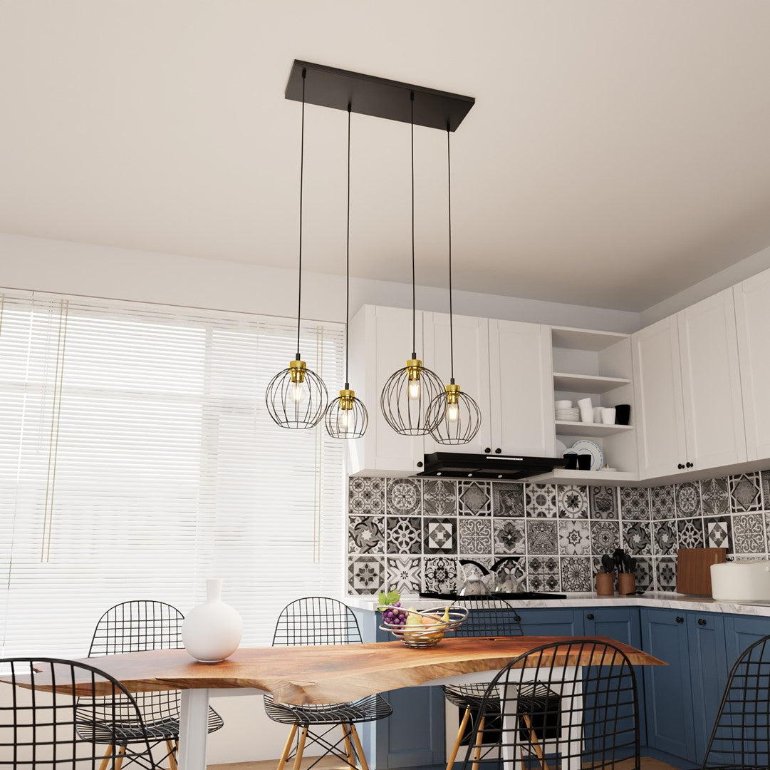 Loftlampe NANDO 4 - Sort / Guld - Nordic Unique