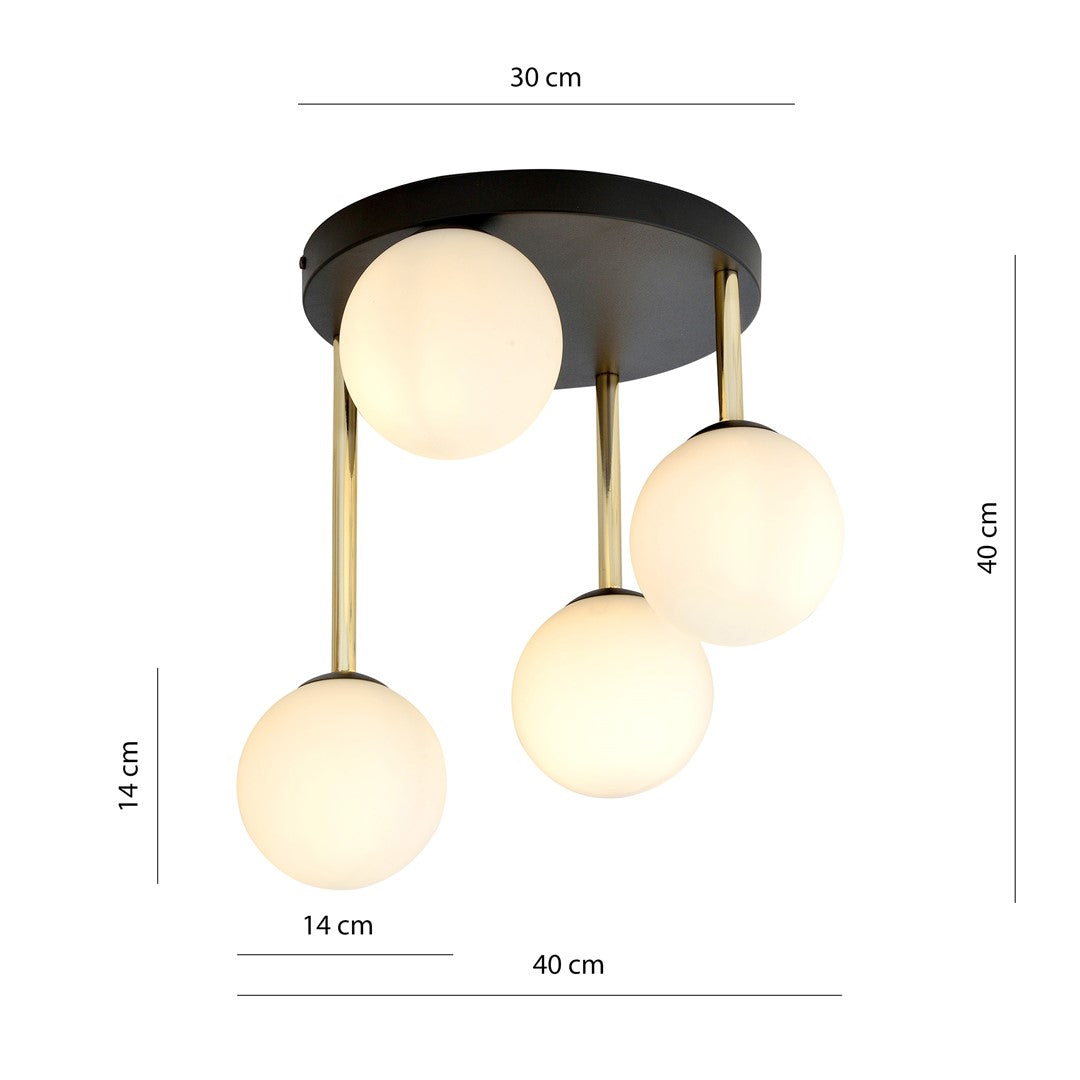 Loftlampe DOLCE 4 - Sort / Hvid / Guld - Nordic Unique