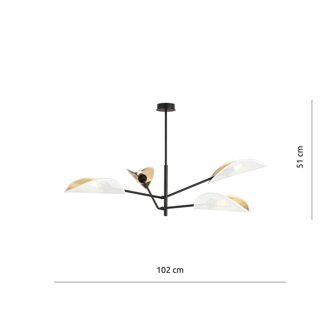 Loftlampe VENE 4 - Sort / Hvid / Guld - Nordic Unique