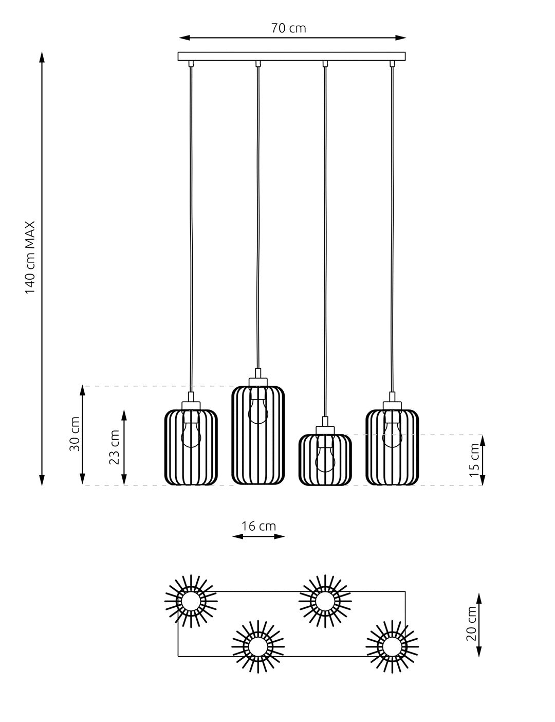 Loftlampe VANDER 4 - Sort / Guld - Nordic Unique