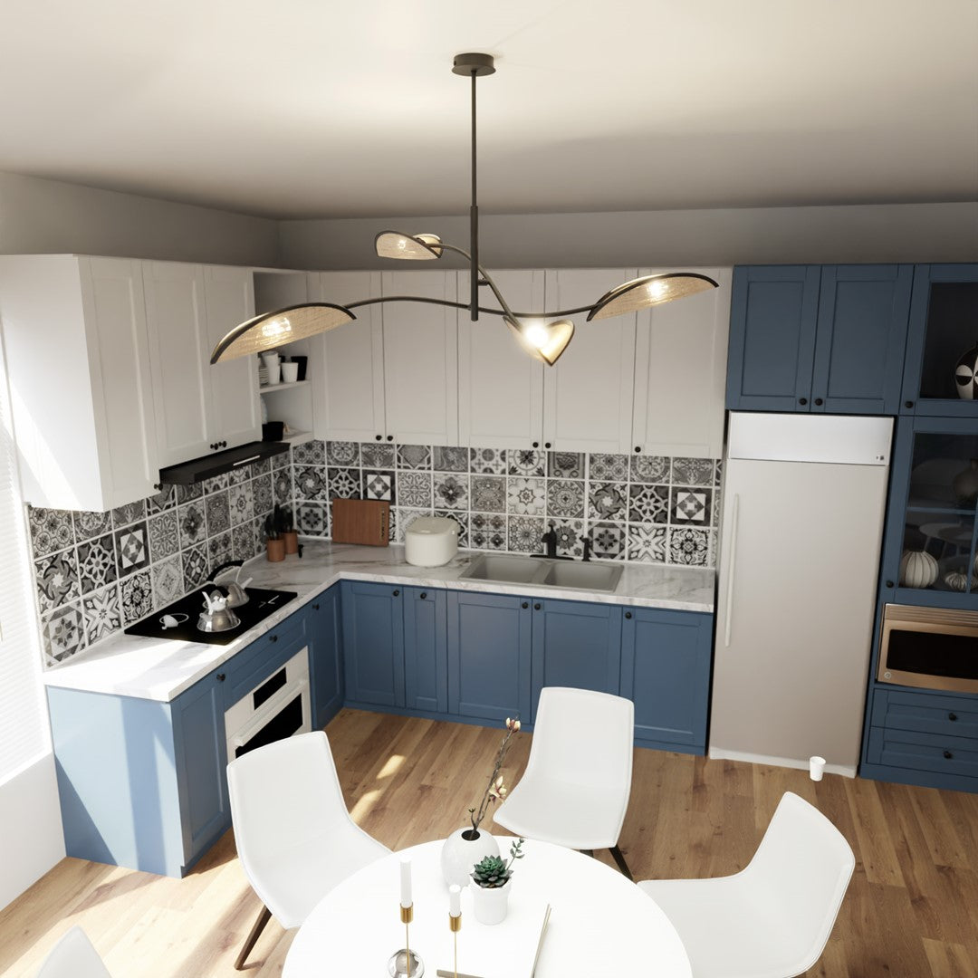 Loftlampe LOTUS 4 - Sort / Rattan - Nordic Unique