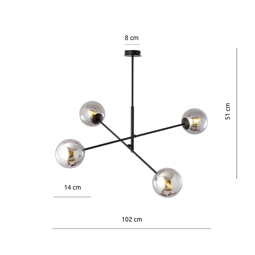 Loftlampe LINEAR 4 - Sort / Grafit - Nordic Unique