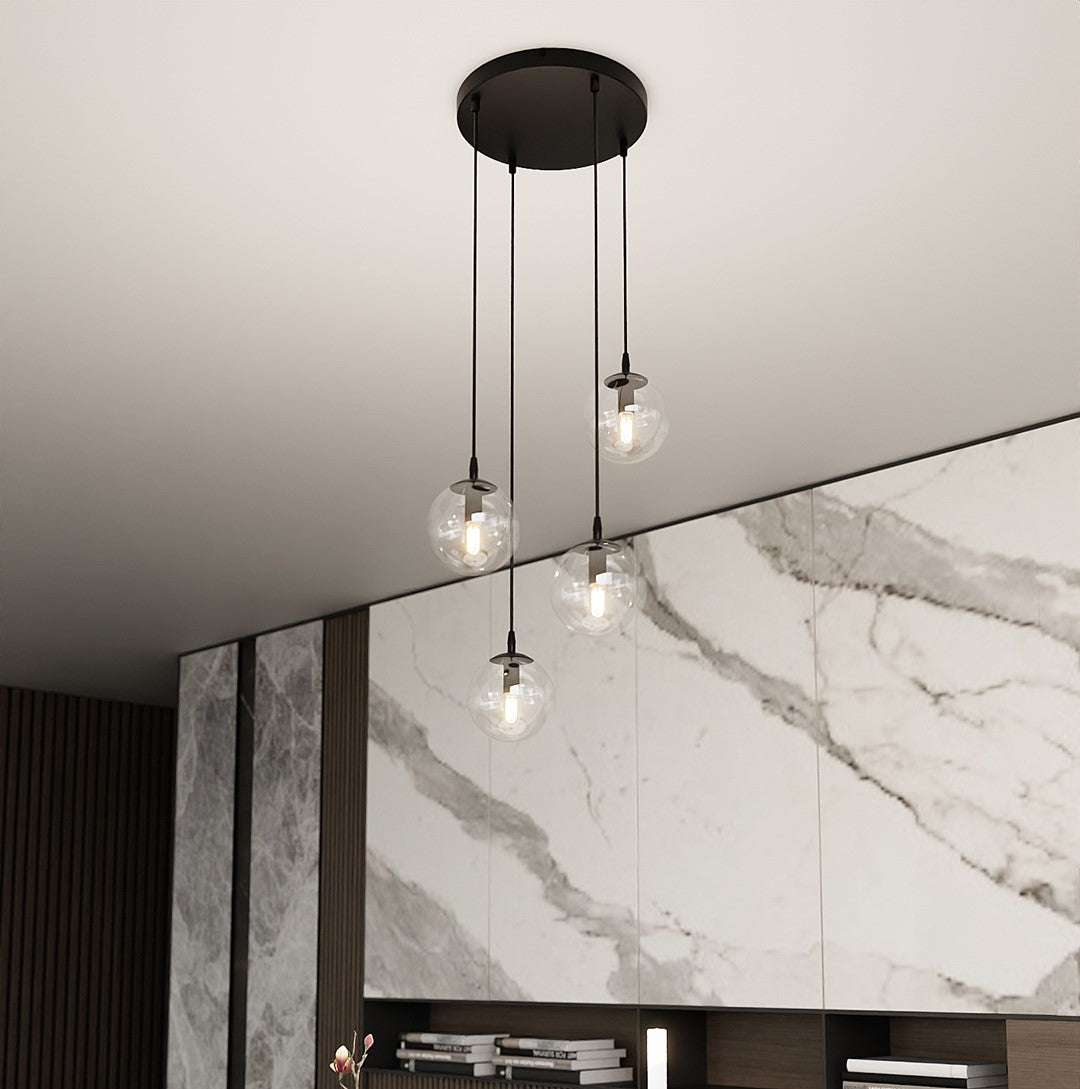 Loftlampe COSMO 4 Premium Gennemsigtig - Sort - Nordic Unique