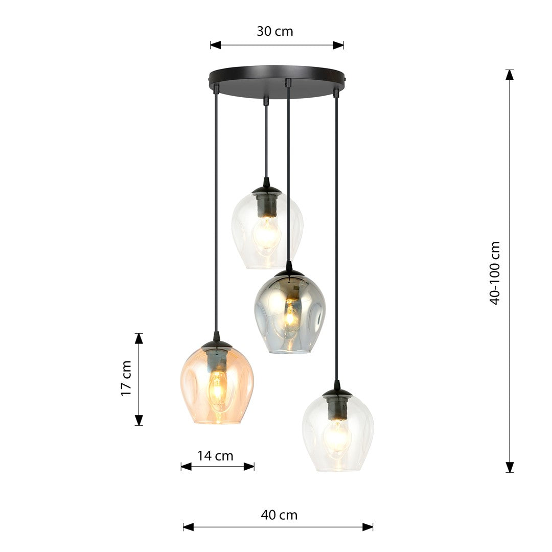 Loftlampe ISTAR 4 - Sort / Grafit / Rav - Nordic Unique